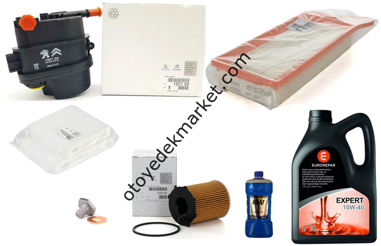 PEUGEOT 207 (2006-2012) 1,4 HDI FİLTRE SETİ 10W40 EUROREPAR YAĞLI (ORJİNAL)