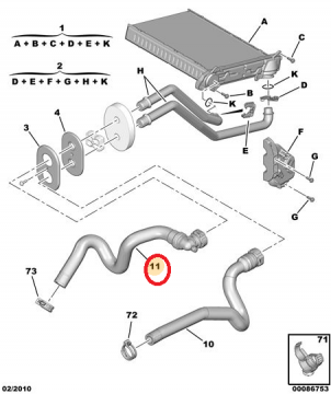 PEUGEOT 308 KALORİFER ÇIKIŞ HORTUMU