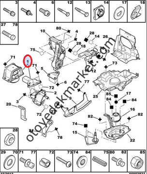PEUGEOT 307 (2001-2009) 1.6 BENZİNLİ SAĞ ÜST MOTOR TAKOZU (RAPRO)