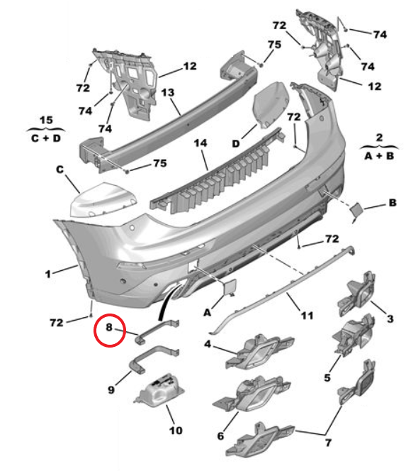 DS7 (2018-2025) Arka Tampon Koruyucu (Orijinal)