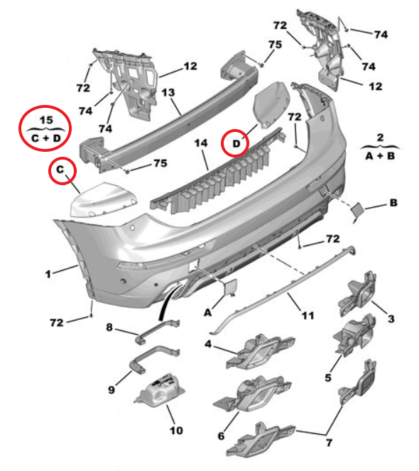 DS7 (2018-2025) Arka Tampon Darbe Emici Takımı (Orijinal)