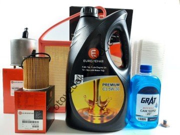Partner Teepe (2012-2019) Euro5 Filtre Bakım Seti (Orijinal Eurorepar)  Ve 5W30 Motor Yağı