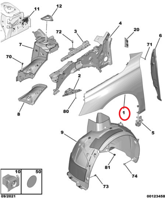 DS9 (2020-2025) Sol Ön Çamurluk (Orijinal)