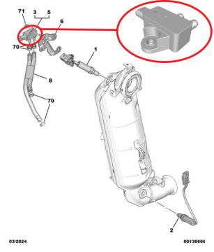 Peugeot 3008 (2024-2025) 1.2 Hybrid Benzinli Partikül Doluluk (Basınç) Sensörü (İthal)