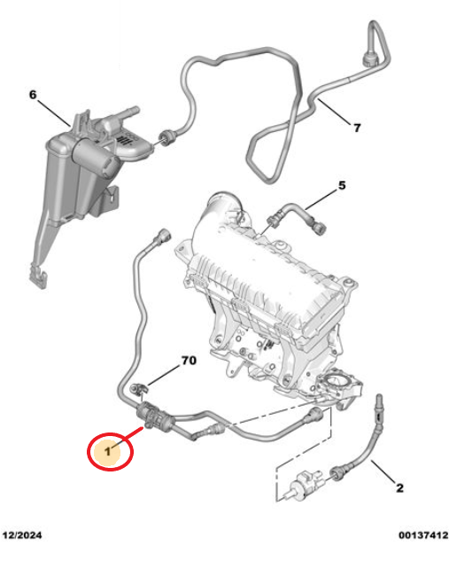 Peugeot 3008 (2024-2025) 1.2 Hybrid Motor Karter Yağ Buhar Hortumu (Orijinal)