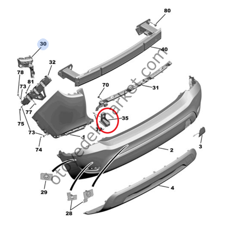 Opel Crossland (2020-2024) Arka Tampon Alt Bağlantı Ayağı (Orijinal)