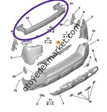 Opel Crossland (2020-2024) Arka Tampon Demiri (Orijinal)