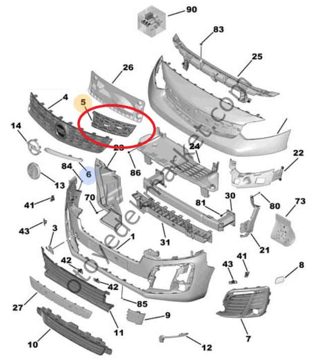 Opel Vivaro (2021-2024) Ön Tampon Sol Krom Bakaliti (Orijinal)