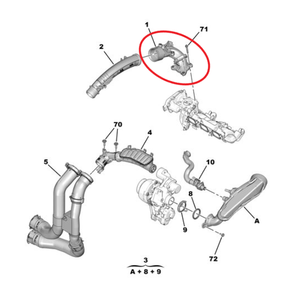 Peugeot 3008 (2024-2025) 1.2 Hybrid Benzinli Emme Manifoldu Hava Giriş Rakor Borusu (Orijinal)
