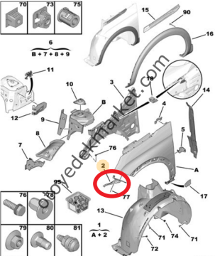 Peugeot 3008 (2016-2023) Sol Ön Çamurluk Bağlantı Ayağı (İTHAL)
