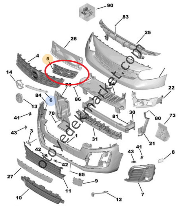 Opel Vivaro (2021-2024) Ön Tampon Sağ Krom Bakaliti (Orijinal)