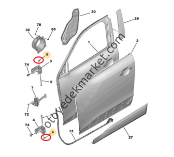 Citroen C5 Aircross (2019-2025) Kapı Menteşe Pimi Tespit Klipsi (Orijinal)