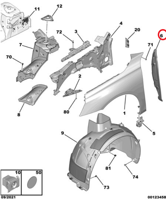DS9 (2020-2025) Sağ Ön Çamurluk Contası (Orijinal)