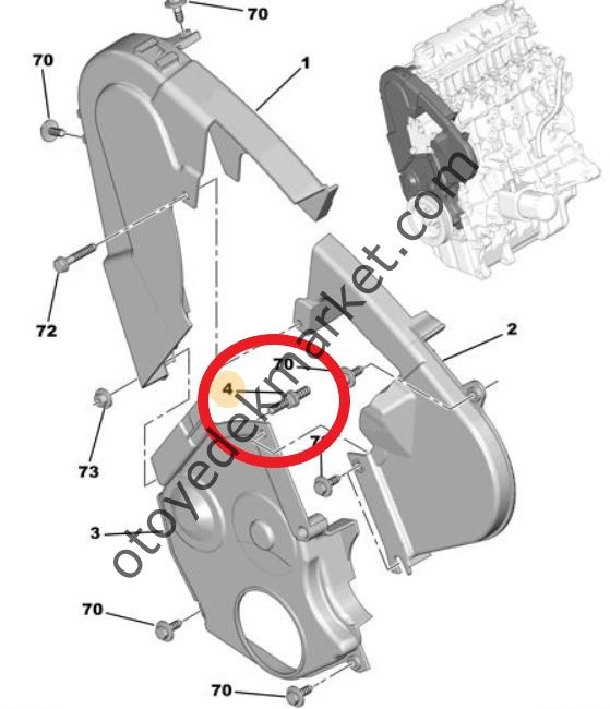 Peugeot Partner Tepe (2009-2018) Triger Kapak Vidası