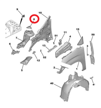 DS9 (2020-2025) Amortisör Kule Takviye Sacı (Orijinal)