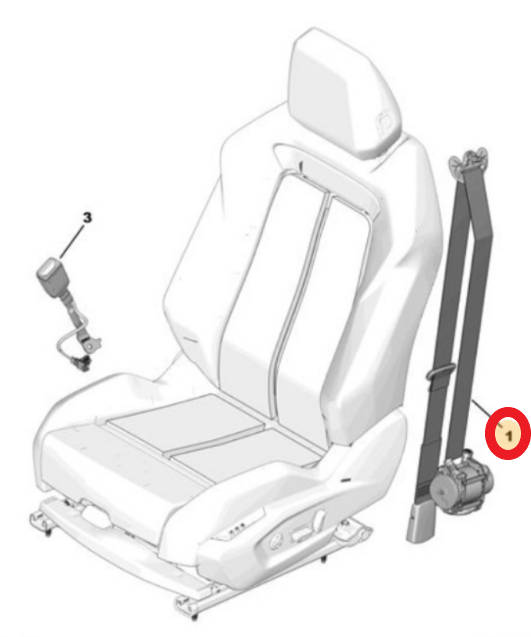 Opel Astra (2022-2026) Sol Ön Koltuk Emniyet Kemeri (Siyah) (Orijinal)