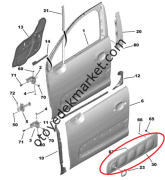 Citroen C3 (2020-2024) Sağ Ön Kapı Koruyucu Plastiği Airbump (Orijinal)