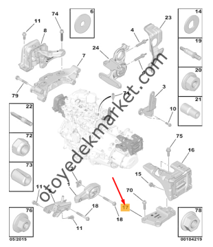 Peugeot 207 (2006-2012) Şanzıman Üst Takoz Bağlantı Ayağı (Orijinal)