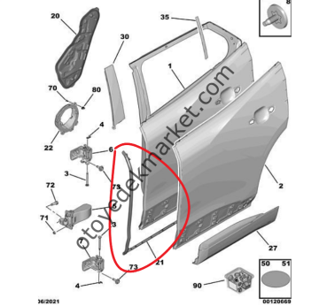 Peugeot 2008 (2020-2023) Sol Arka Kapı Lastik Fitili (Orijinal)
