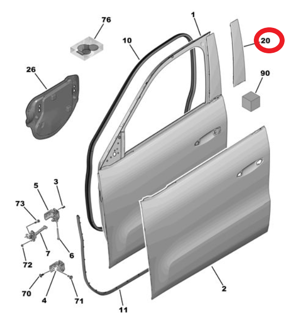 Citroen C3 (2024-2026) Sol Ön  Kapı Direk Bandı (Orijinal)