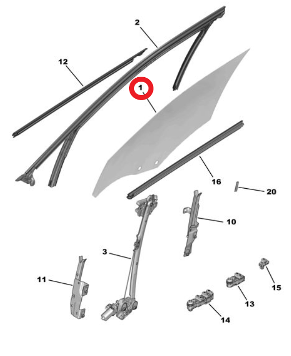 Citroen C3 (2024-2026) Sağ Ön Kapı Camı (Orijinal)