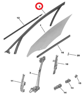 Citroen C3 (2024-2026) Sağ Ön Kapı Camı Oluk Fitili (Orijinal)