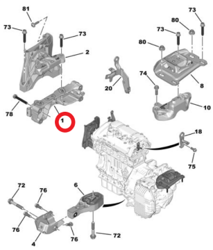 Peugeot 508 (2019-2022) 1.6 Turbo Benzinli  Sağ Motor Kulağı Mesnedi (Orijinal)