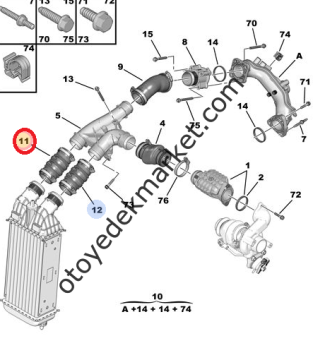 Citroen C4 Cactus (2017-2021) Turbo Radyatör Hortumu (İthal)