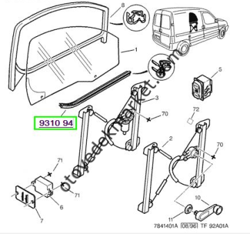 Citroen Berlingo (1998-2002) Sağ Ön Kapı Camı İç Fitili (Orijinal)