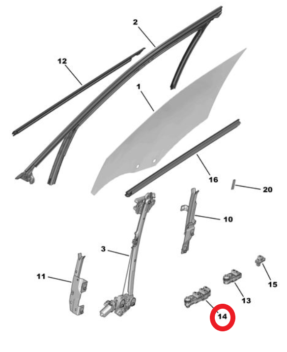 Citroen C3 (2024-2026) Sol Ön Kapı Cam Kumanda Düğme Grubu (Orijinal)