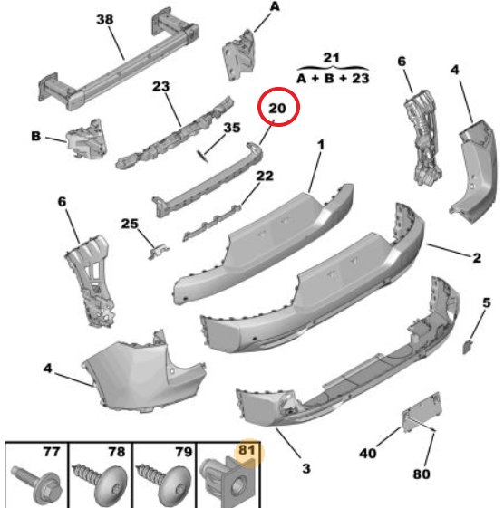 Citroen C5 Aircross (2025-2027) Arka Tampon Darbe Emici Plastiği (Orijinal)