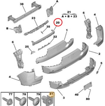 Citroen C5 Aircross (2025-2027) Arka Tampon Darbe Emici Plastiği (Orijinal)