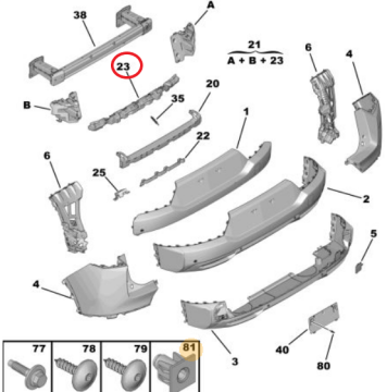 Citroen C5 Aircross (2025-2027) Arka Tampon Orta Bağlantı Ayağı (Orijinal)