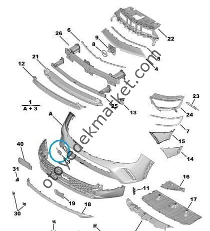 Opel Mokka (2021-2024) Ön Tampon Çeki Demir Kapağı (Orjiinal)