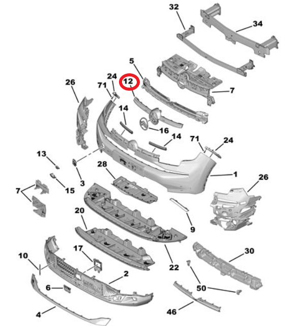 Citroen C4 ve C4  X (2025-2026) Ön Amblem Alt Bağlantı Plastiği (Orijinal)