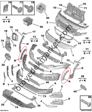 Peugeot Rifter (2018-2024) Ön Tampon Yan Plastik Dodik Çıtaları (İthal)