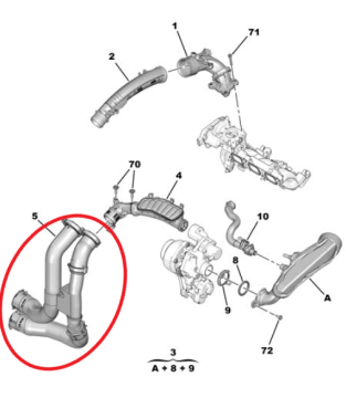 Peugeot 3008 (2024-2025) 1.2 Hybrid Benzinli Turbo Hava Borusu (Orijinal)