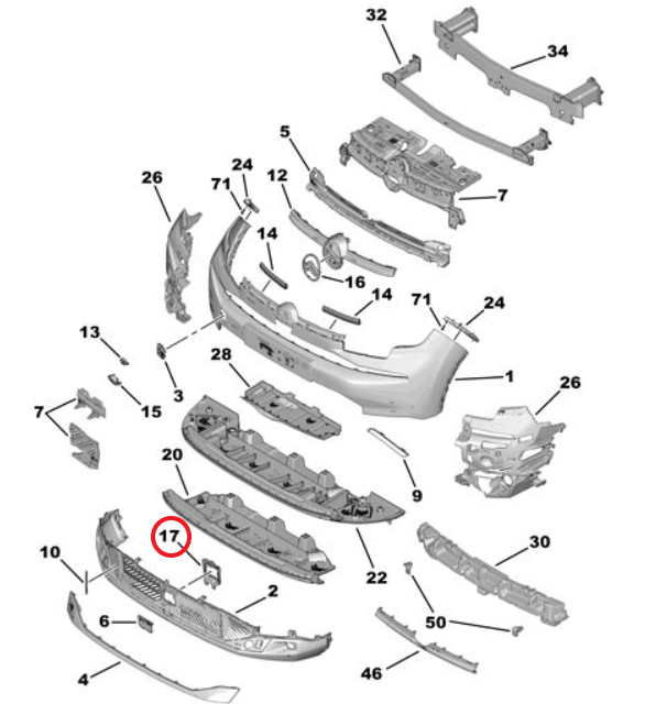 Citroen C4 ve C4 X (2025-2026) Ön Tampon Radar Kutusu Mesnedi (Orijinal)
