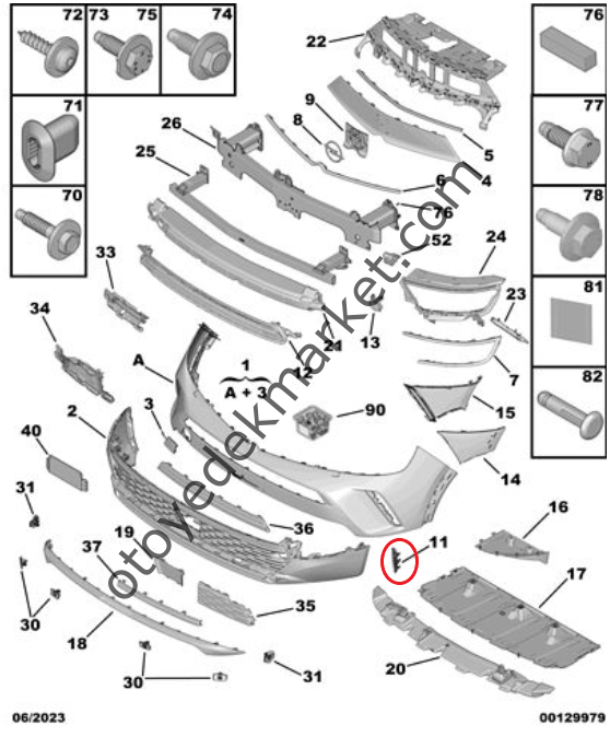Opel Mokka (2021-2024) Ön Tampon Sis Far Krom Çıtası, Sağ (Orijinal)