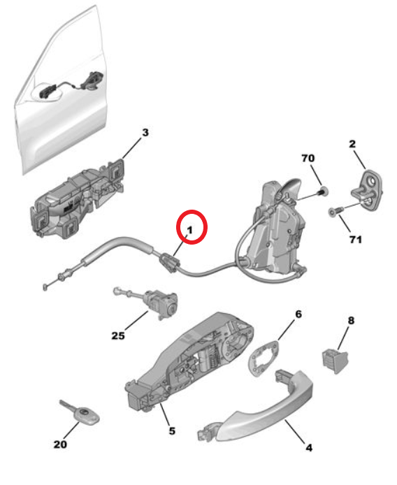 Citroen é-C3 (2024-2026) Sağ Ön Kapı Kilidi (Orijinal)