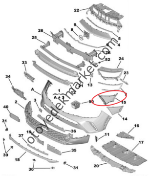 Opel Mokka (2021-2024) Ön Tampon Sol Hava Arka Giriş Kanalı (Orijinal)