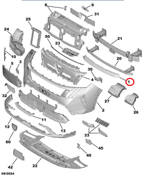 Peugeot 3008 (2024-2025) Ön Tampon Üst Giydirme Plastiği (Orijinal)
