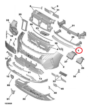 Peugeot 3008 (2024-2026) Ön Tampon Üst Giydirme Plastiği (Orijinal)