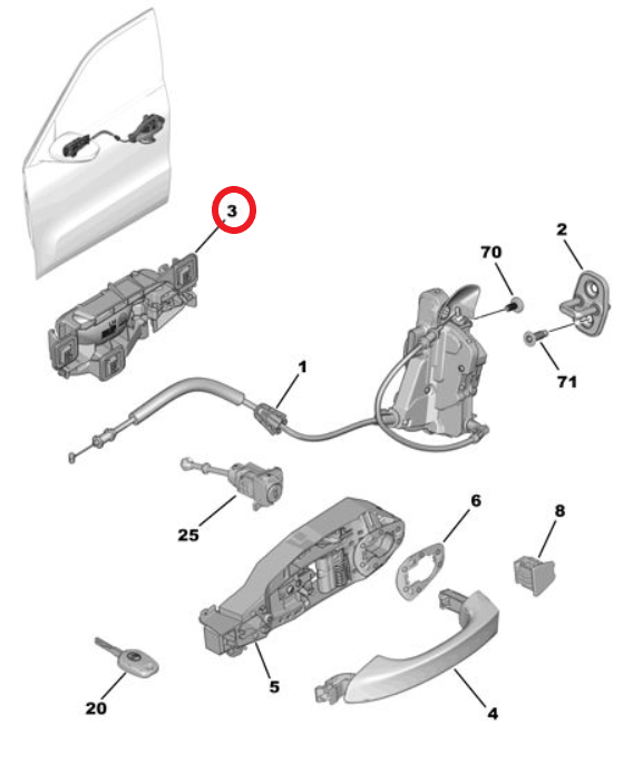 Citroen é-C3 (2024-2026) Sol Ön Kapı Açma İç Kumandası (Orijinal)