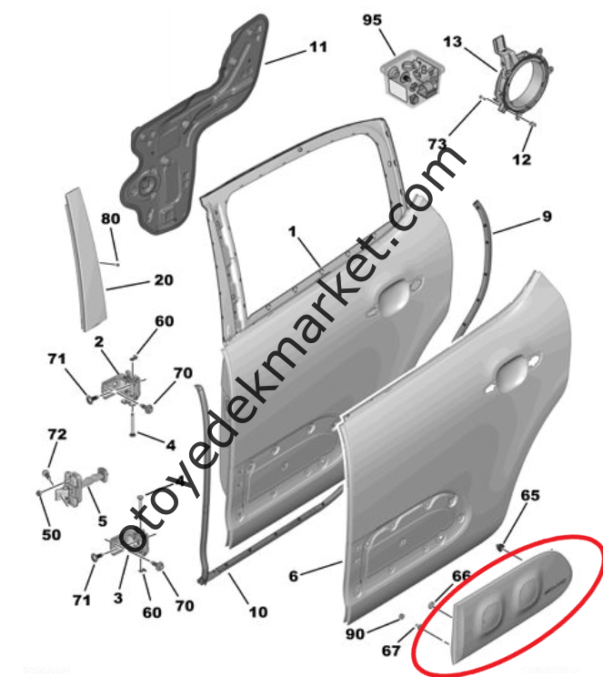 Citroen C3 (2020-2021-2022-2023-2024) Sağ Arka Kapı Koruyucu Plastiği Airbump (Orijinal)