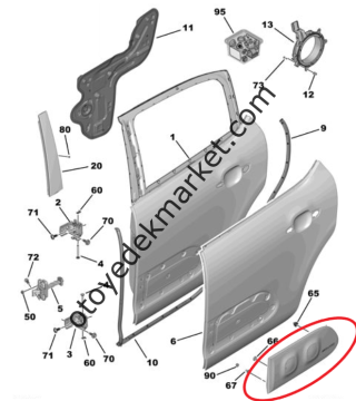 Citroen C3 (2020-2021-2022-2023-2024) Sağ Arka Kapı Koruyucu Plastiği Airbump (Orijinal)