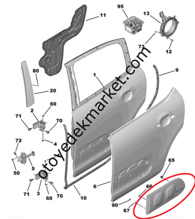 Citroen C3 (2020-2021-2022-2023-2024) Sol Arka Kapı Koruyucu Plastiği Airbump (Orijinal)