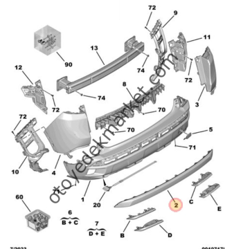 Peugeot 3008 (2023-2024) Arka Tampon Bandı (Orijinal)