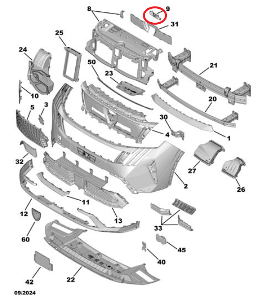 Peugeot 3008 (2024-2025) Ön Tampon Üst Bağlantı Ayağı (Orijinal)