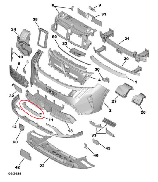 Peugeot 3008 (2024-2025) Ön Tampon Çıtası (Orijinal)